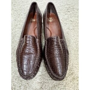SAS Tripad Croc Embossed Brown Patent Leather Slip-On Loafers‎ Size 9N Comfort